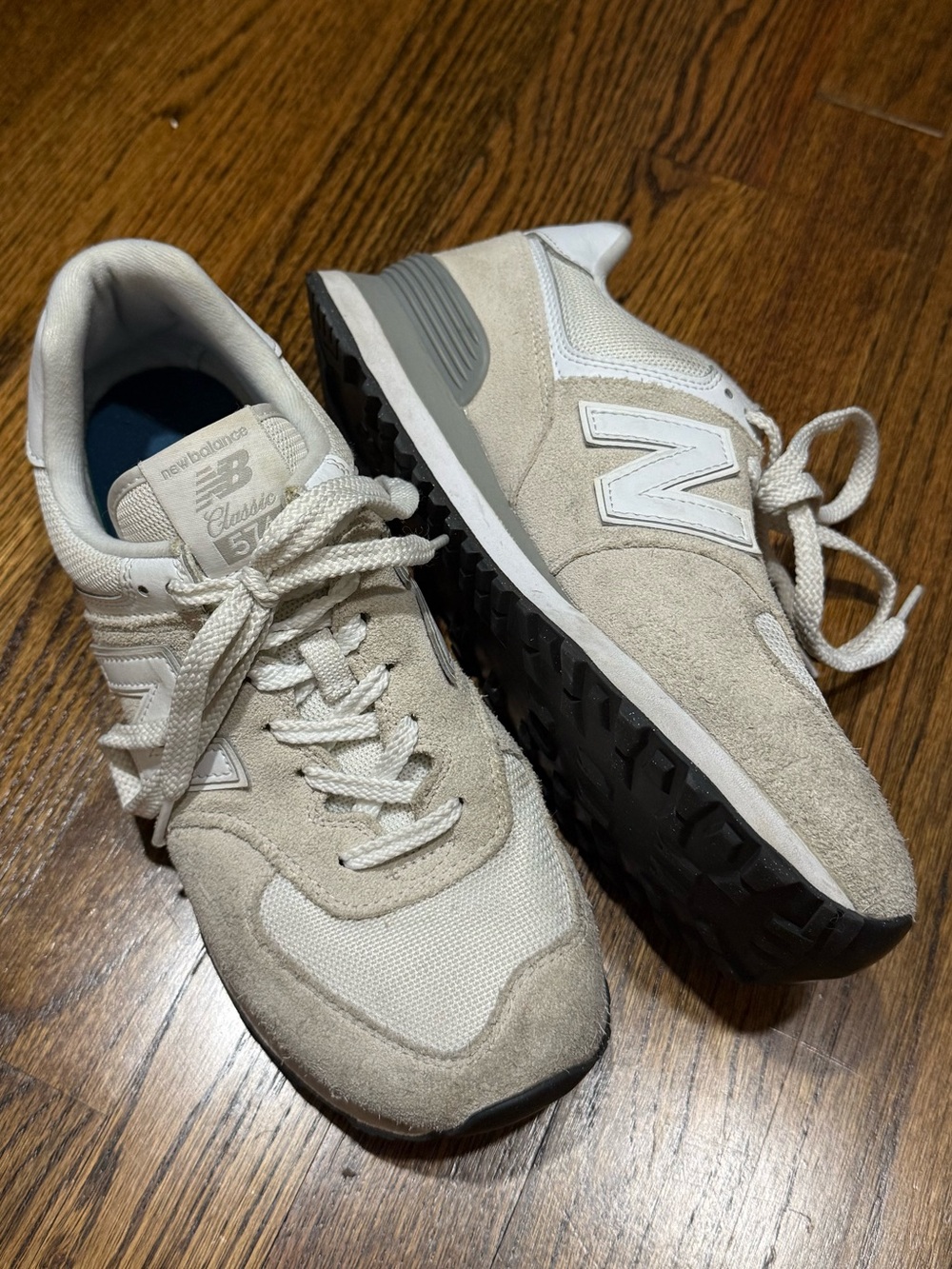 New Balance Women’s Beige Suede & Mesh Athletic Sneakers